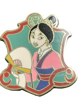 Disney Mulan Trading Pin Princess Warrior Fan Crest Lapel Pin Brooch Badge Gift
